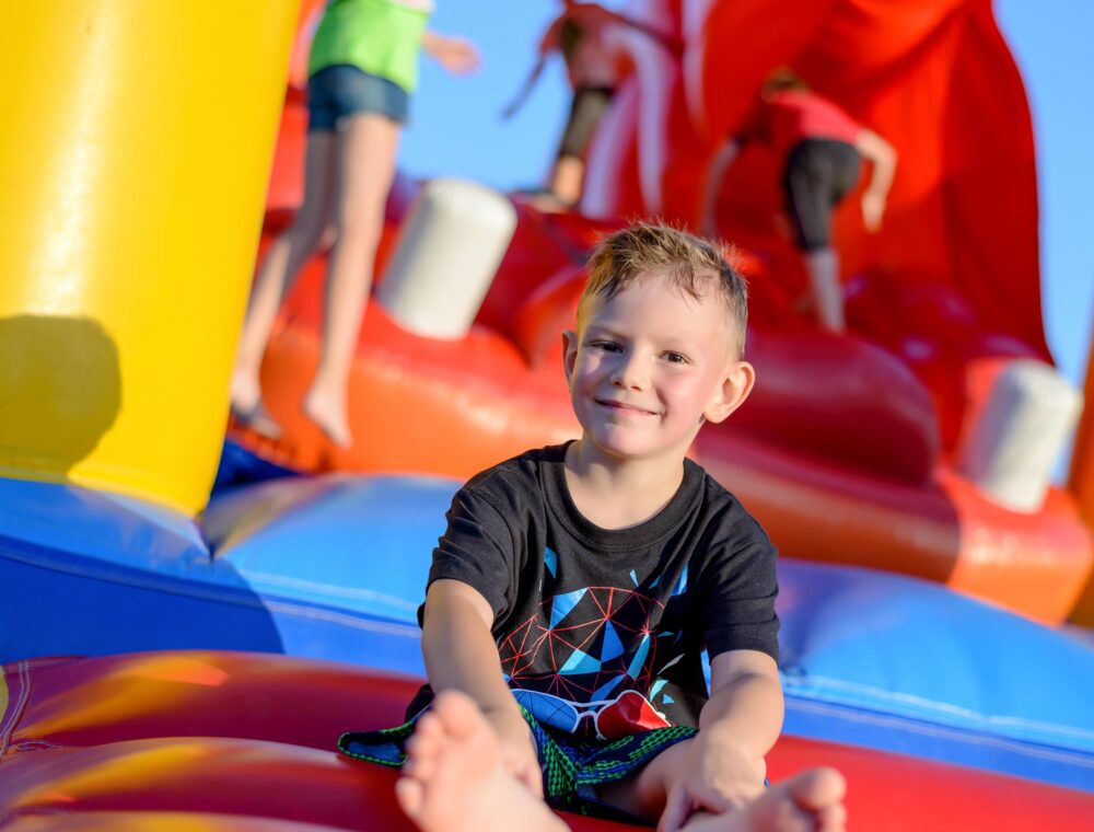 Boy on bouncy castle