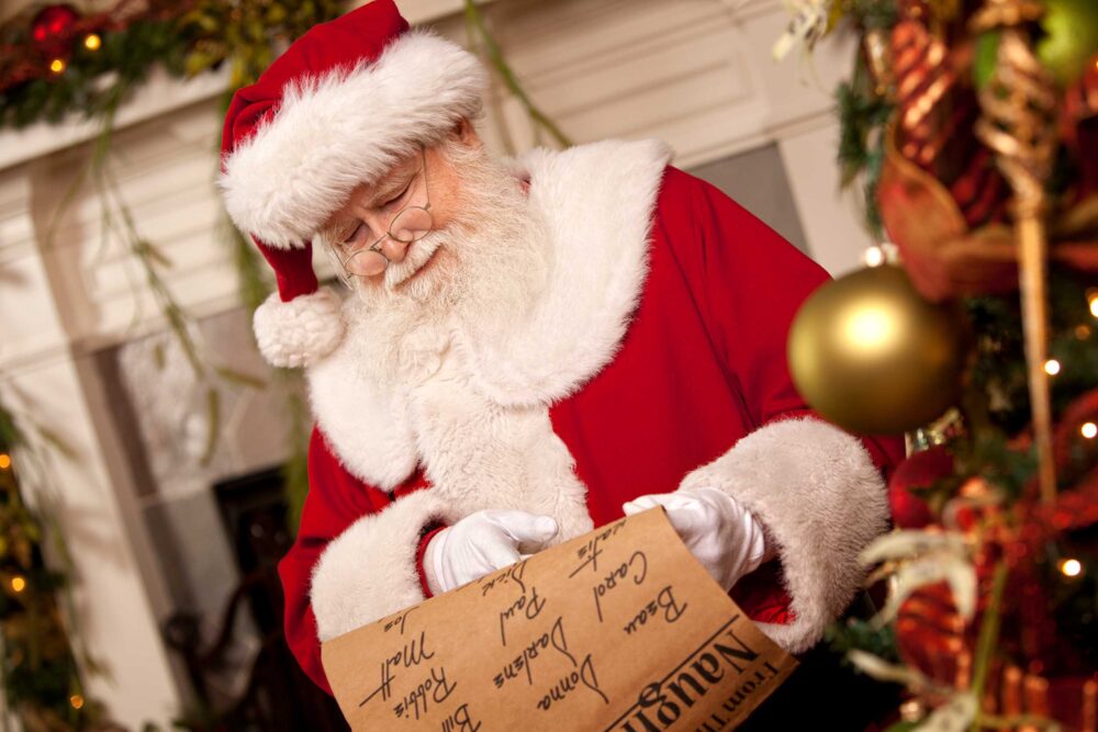 Santa Claus reading a list