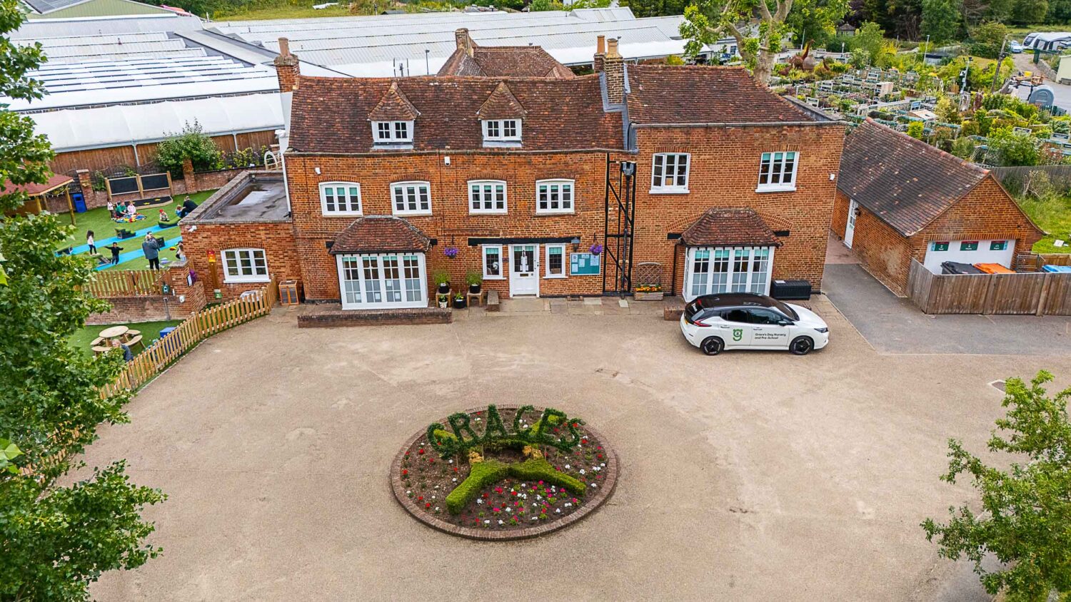Ariel shot of Graces Ruxley showing the entire property